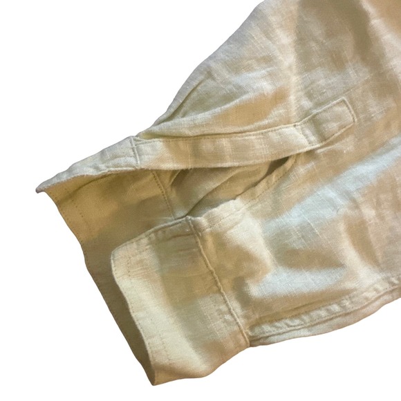 Women 1 M Chico's Design 100% Linen Button-Down Lime Green Blouse Shirt Top - Picture 6 of 6